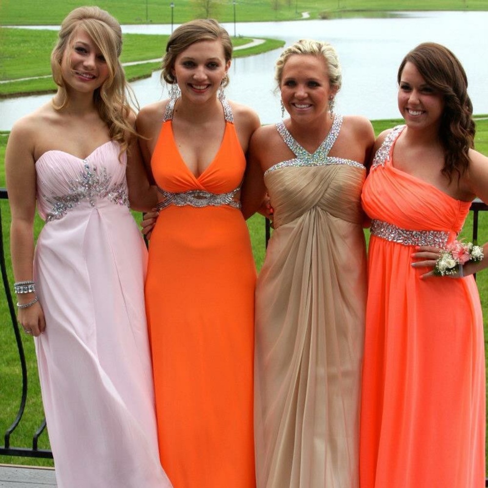 Tan prom dress by la femme